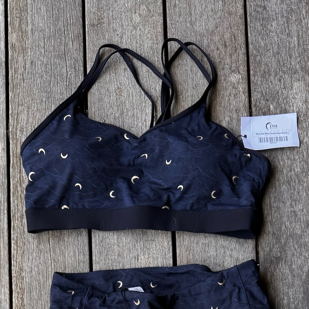 ZYIA Midnight Blue Crescent sports bra